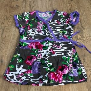 Koi floral scrub top